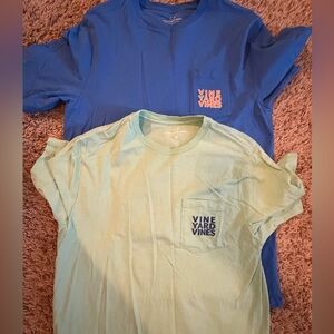 Vineyard Vines Blue and Light Green Pocket Tees